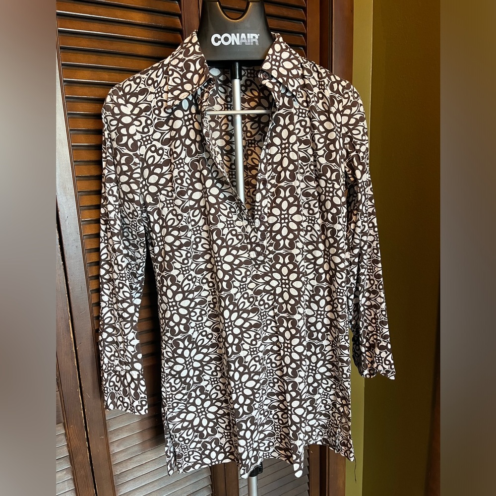 New York Company Brown and White Patterned Tunic